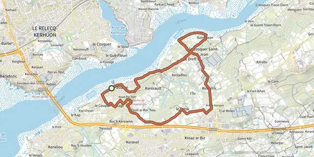 The Rives de l'Elorn track on the IGN map
