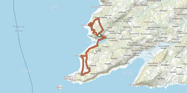 The Le Caro - Fort du Corbeau et le Caro - Porsmeur track on the IGN map