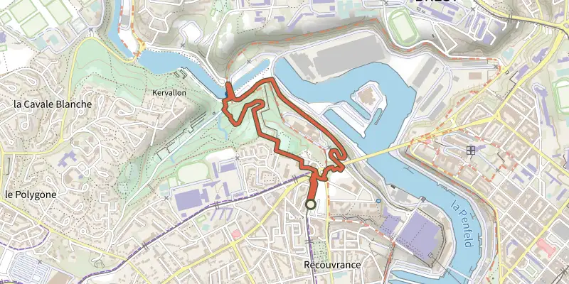 Map of the Capucins Arriere garde track on the IGN map, with the start and numbered waypoints