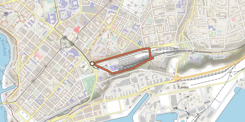 Map of the Les belvedères de la gare track on the IGN map, with the start and numbered waypoints