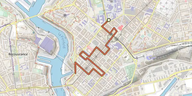 The Balade urbaine Centre - Siam track on the IGN map