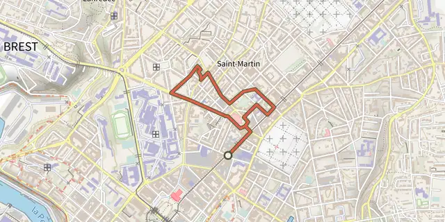 Tracé de Balade urbaine Saint Martin sur le Plan IGN