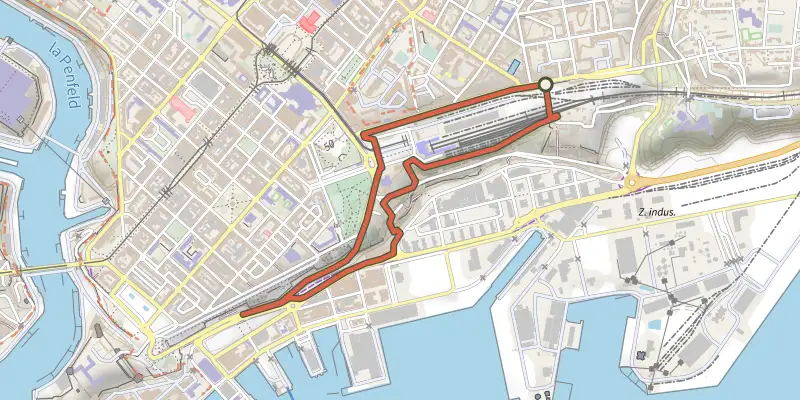 Carte du tracé de dès belvédères à la Carène sur le Plan IGN, départ et points de passage numérotés