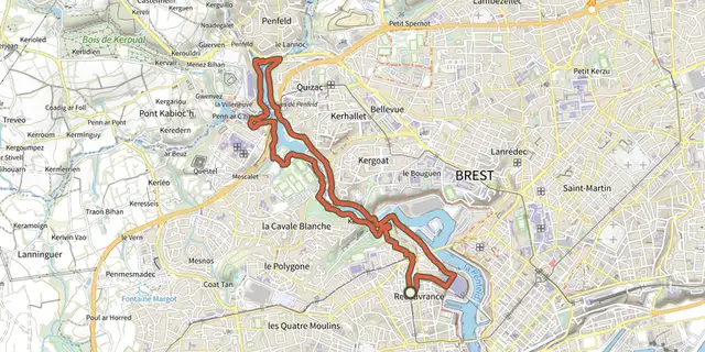 The Boucle Penfeld - Capucins track on the IGN map