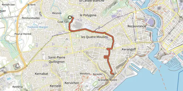 The Côté 4 moulins track on the IGN map