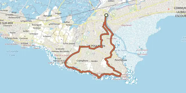 The La Cote Sauvage - MAREE HAUTE track on the OpenTopoMap map