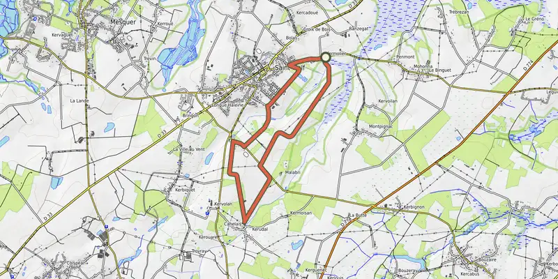 Carte du tracé de Circuit du Bois Pierrot sur OpenTopoMap, départ et points de passage numérotés