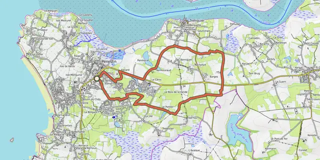 The A Travers Champs track on the OpenTopoMap map
