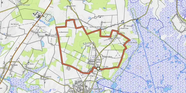 The Les Bords de Briere track on the OpenTopoMap map
