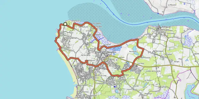 The Entre Mer et Vilaine - MAREE HAUTE track on the OpenTopoMap map