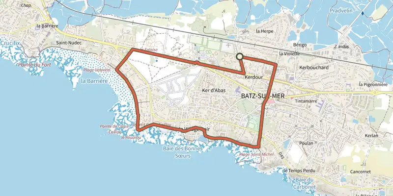 Map of the Circuit 1 track on the IGN map, with the start and numbered waypoints
