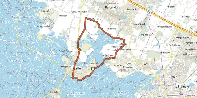 The Boucle des Marais de Saille track on the IGN map
