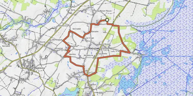 The Circuit des Ker de Kerhinet A Breca track on the OpenTopoMap map