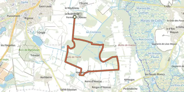 Tracé de Le Chateau de Ranrouet - VARIANTE sur le Plan IGN