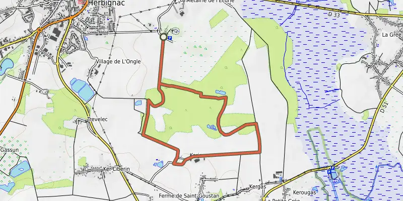 Map of the Le Chateau de Ranrouet - VARIANTE track on OpenTopoMap, with the start and numbered waypoints