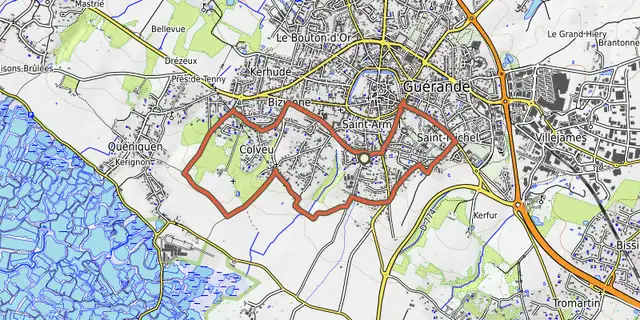 The Boucles de Colveux track on the OpenTopoMap map