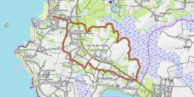 The Le Circuit des Marais - PENESTIN track on the OpenTopoMap map
