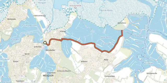 Tracé de Liaison Kercabellec - ROSTU sur le Plan IGN