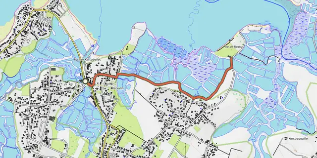 The Liaison Kercabellec - ROSTU track on the OpenTopoMap map