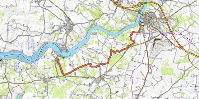 The V42_Arzal - Dinan via Rennes track on the OpenTopoMap map