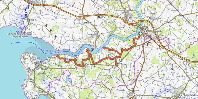 The De la Vilaine aux bouchots track on the IGN map