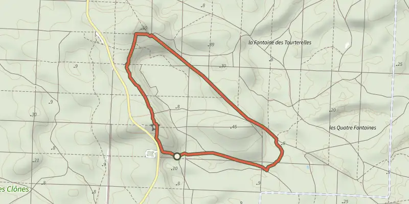 Map of the Sentier du gardour track on the IGN map, with the start and numbered waypoints