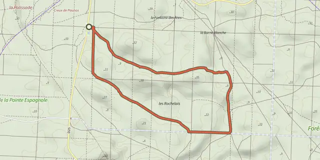 The Sentier des rochelais track on the IGN map