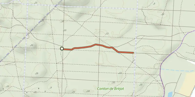 Map of the Jonction les brandes - le requin track on the IGN map, with the start and numbered waypoints