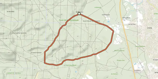 The Sentier les roseaux track on the IGN map