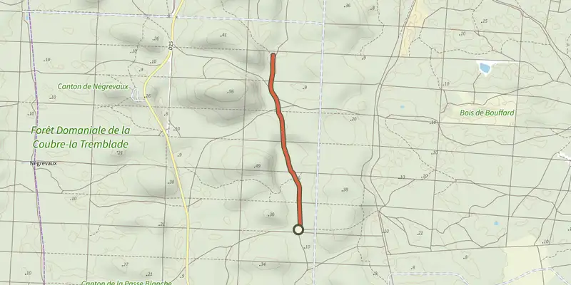 Map of the Jonction les 4 fontaines - la loge track on the IGN map, with the start and numbered waypoints