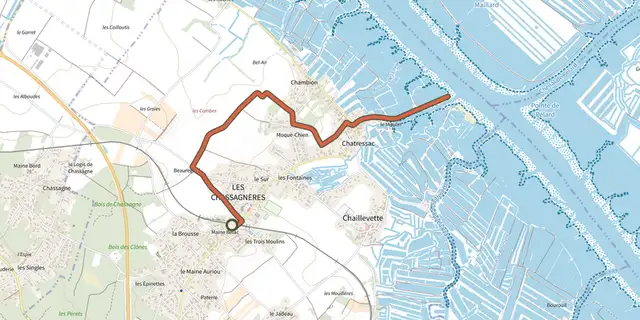 The Pr10 - De la gare à la Seudre track on the IGN map