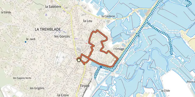 The Detours la tremblade track on the IGN map