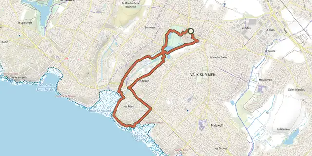The Detours Vaux track on the IGN map