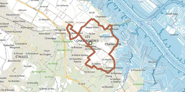 The Detours Chaillevette track on the IGN map