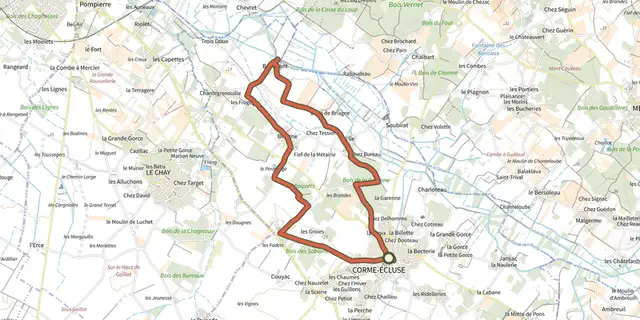 The Detours Corme-Ecluse track on the IGN map