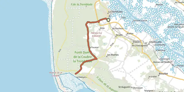 Tracé de La tremblade - les mathes sur le Plan IGN