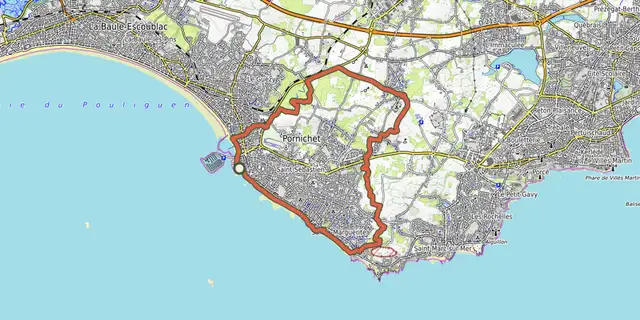 The Entre plages et bocage track on the OpenTopoMap map