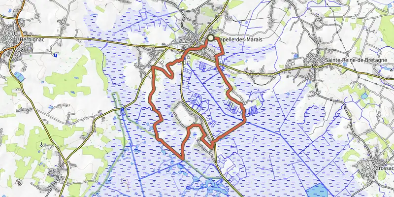 Carte du tracé de Le Héron sur OpenTopoMap, départ et points de passage numérotés