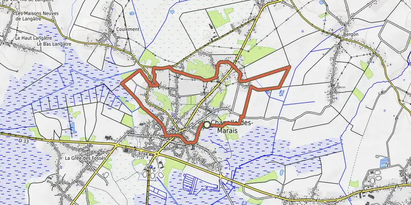 Map of the Le Pic vert track on OpenTopoMap, with the start and numbered waypoints