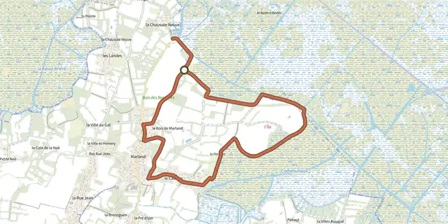 The Marais et bocage track on the IGN map