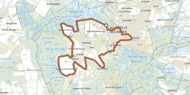 Tracé de Le Colvert sur la carte OpenTopoMap