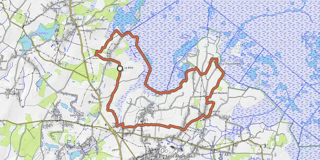 The Terre Brière track on the OpenTopoMap map