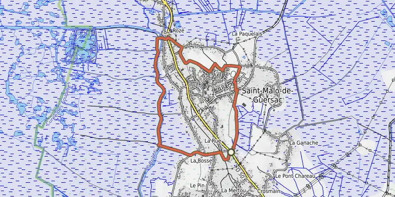 Carte du tracé de Les Gagneries sur OpenTopoMap, départ et points de passage numérotés