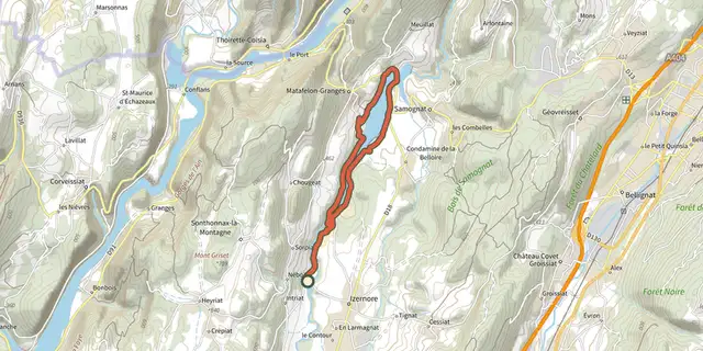 The Tour de l'Oignin track on the IGN map