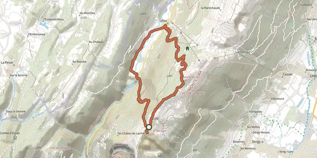 The Les hauts sommets track on the IGN map