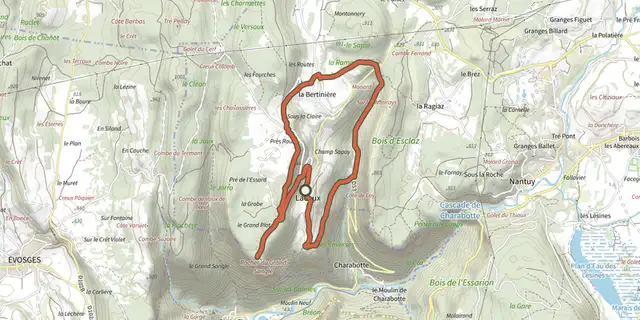 Tracé de La Vierge de Lacoux sur le Plan IGN