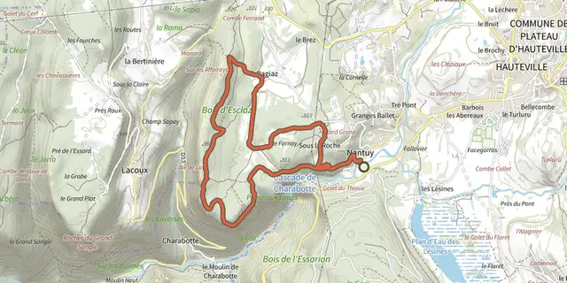 Tracé de De Nantuy à la Ragiaz par la crête sur le Plan IGN