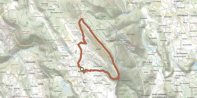 Tracé de Le Mont Pela sur le Plan IGN