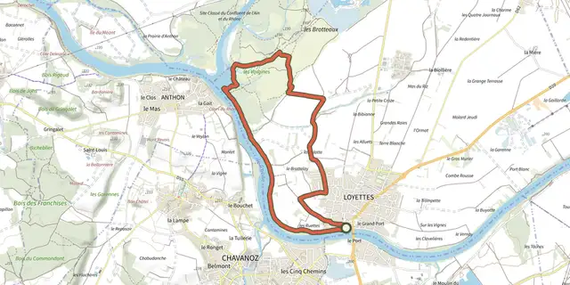 The Loyettes, au bord du Rhône track on the IGN map