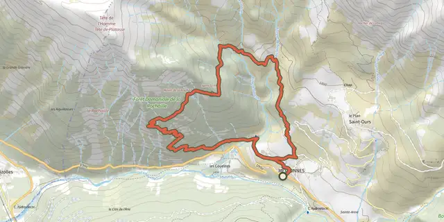 Tracé de Sentier de découverte de la Rochaille sur le Plan IGN